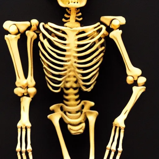 Prompt: A Skeleton made of gold,