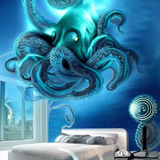 Prompt: stormy ocean water monster tentacles octopus 4 k ultra athmospheric volumetric foto realistic