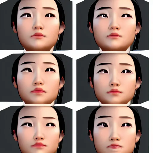 Image similar to portrait bald korean goddess neutral expression face straight on headshot even lighting no hair texture character creator 4