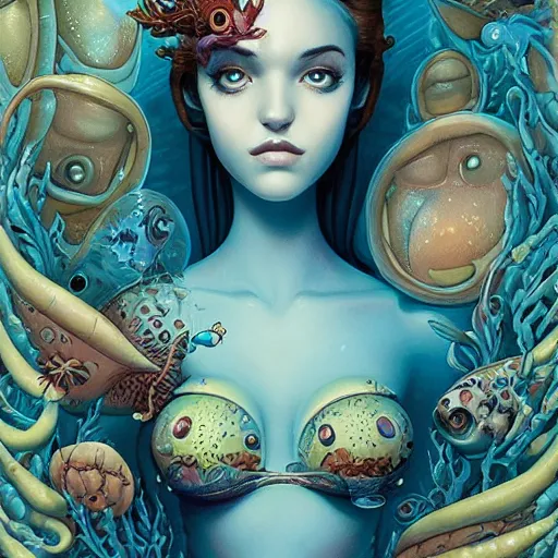 Image similar to Lofi aquatic portrait Pixar style by Joe Fenton and Stanley Artgerm and Tom Bagshaw and Tim Burton