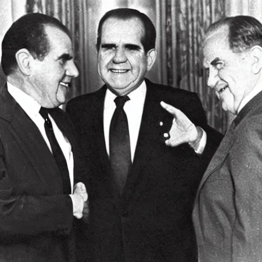 Image similar to Aliens shaking hands with Nixon, 1920s picture