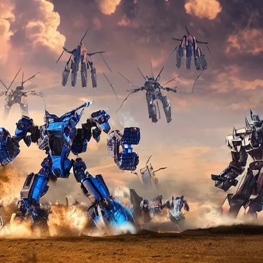 Image similar to giant robots fighting in a U.N. sanctioned battle to resolve a land dispute