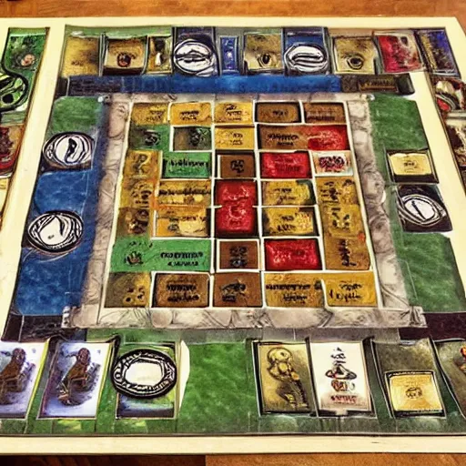 Image similar to a medieval castle michael menzel board game art