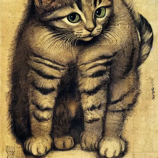 Image similar to cute cat by Albrecht Dürer