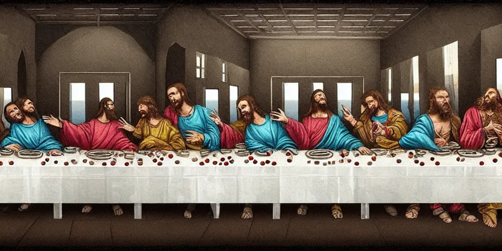 Jesus Christ The Last Supper Pizza Party Stable Diffusion Openart