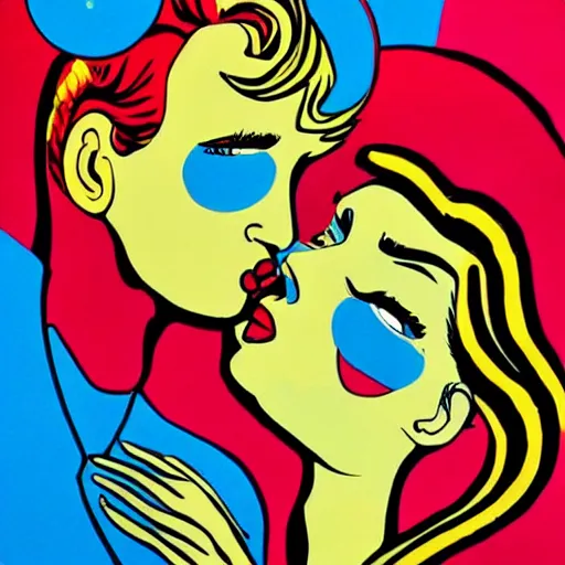 Prompt: pop art painting of two bubble sensual