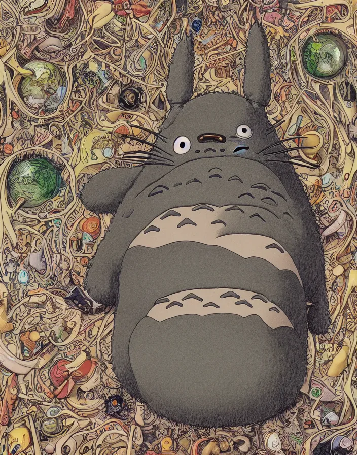 Prompt: an anatomical illustration of Totoro from a medical journal by Nychos and Alex Grey, highly detailed, high detail, 8k