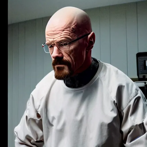 Image similar to Walter White in stranger things, hyper realistic, lost footage,