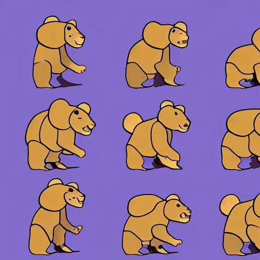 Prompt: bear 2 d game character sprites, all angles