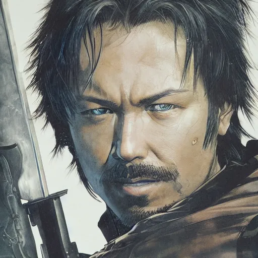 Image similar to portrait of a hero holding his sword in front of his face by yoji shinkawa, high quality, extra details, realism
