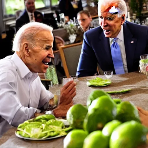 Prompt: Joe Biden Yelling at Lime on table