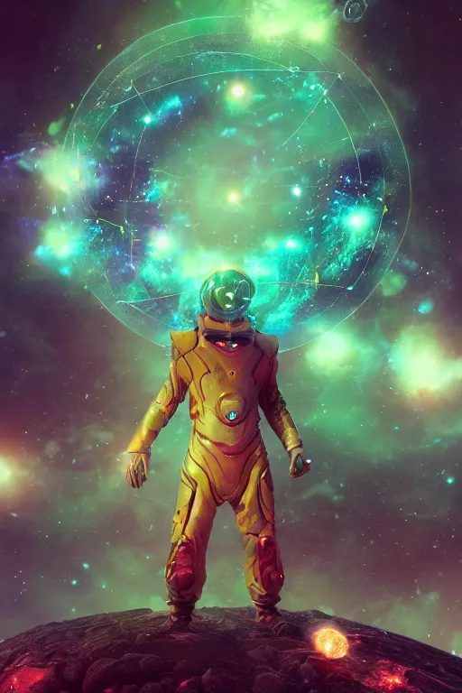 Prompt: galaxy bender experiencing the quantum field, elevated consciousness, beautiful astrological neural network, matte painting comic book art, realistic, trending on artstation, sharp focus, depth of field, cinematic composition, physics splashes of colors, octane render