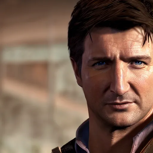 Prompt: nathan fillion as nathan drake from uncharted, photorealistic, unreal engine, cinematic lightning