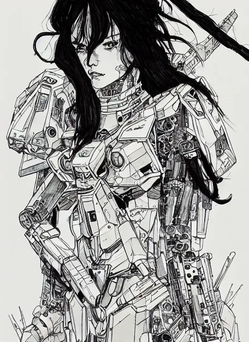 Image similar to gundam by kaethe butcher and moebius, details