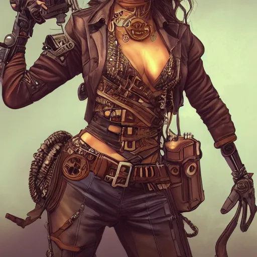 Image similar to lineart, colour, superhero, full body portrait, steampunk, hyperdetailed, artstation