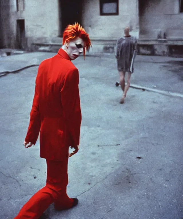 Image similar to a color photograph of david bowie, by nan goldin, intense, bold, exaggerated, overblown, hyperrealistic, ultra sharp, extra details, ultra high quality, trending on pinteresst