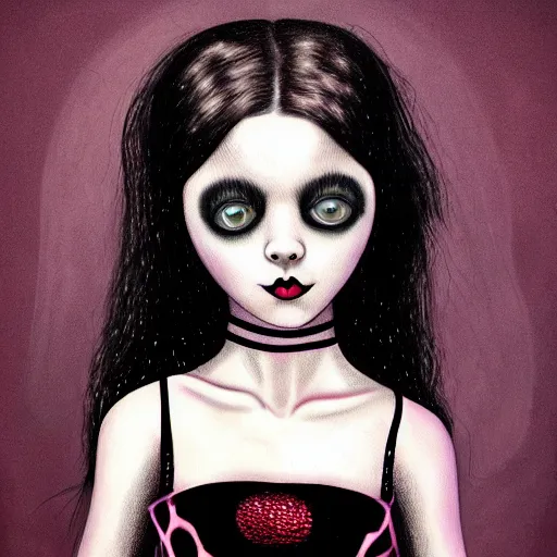 Prompt: spider headed girl in the style of Mark Ryden