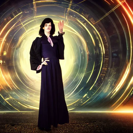 Prompt: a full body photograph of eva green as'doctor who ', time vortex in the background, detailed face, symmetrical face, extreme realism and detail, 8 k, completely framed, direct lighting, 3 5 mm photo, photorealistic, sharp focus