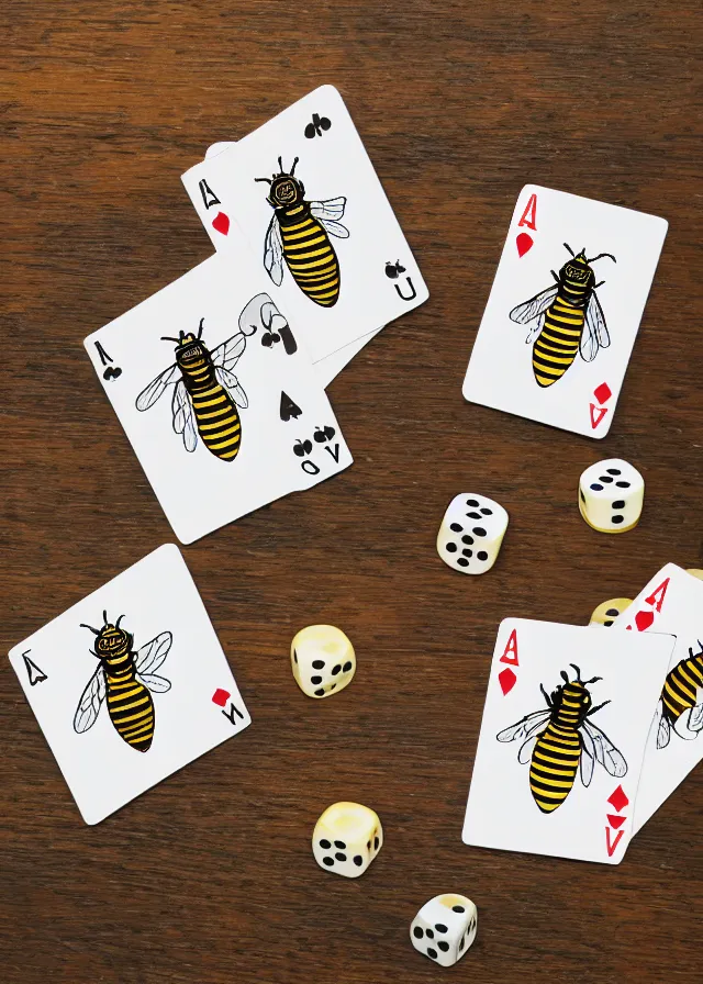 Image similar to 5 of bees, poker playing card