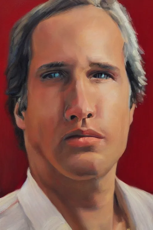 Prompt: portrait of young chevy chase snl, oil painting by wilson mclean, sharp focus, masterpiece, highly detailed