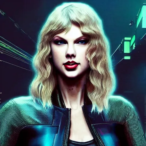 Image similar to Taylor Swift in Cyberpunk 2077, 4k