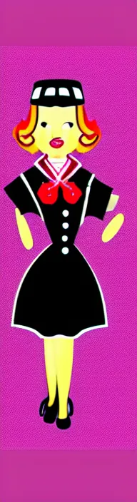 Prompt: beatiful anthropomorphic female sheep dressed in a 1 9 5 0 s waitress outfit, cartoon, digital art, full character, minimalist and abstract background, hyper details