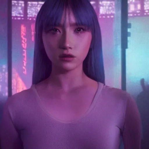 Image similar to A hologram of Hatsune miki in blade runner 2049, still from the movie