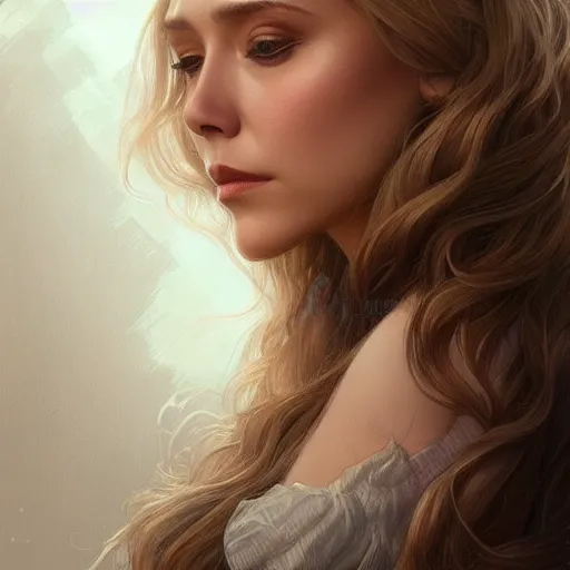 Image similar to ultra realistic illustration, a hot and beautiful tattooed blonde elizabeth olsen, intricate, elegant, highly detailed, digital painting, artstation, concept art, smooth, sharp focus, illustration, art by artgerm and greg rutkowski and alphonse mucha