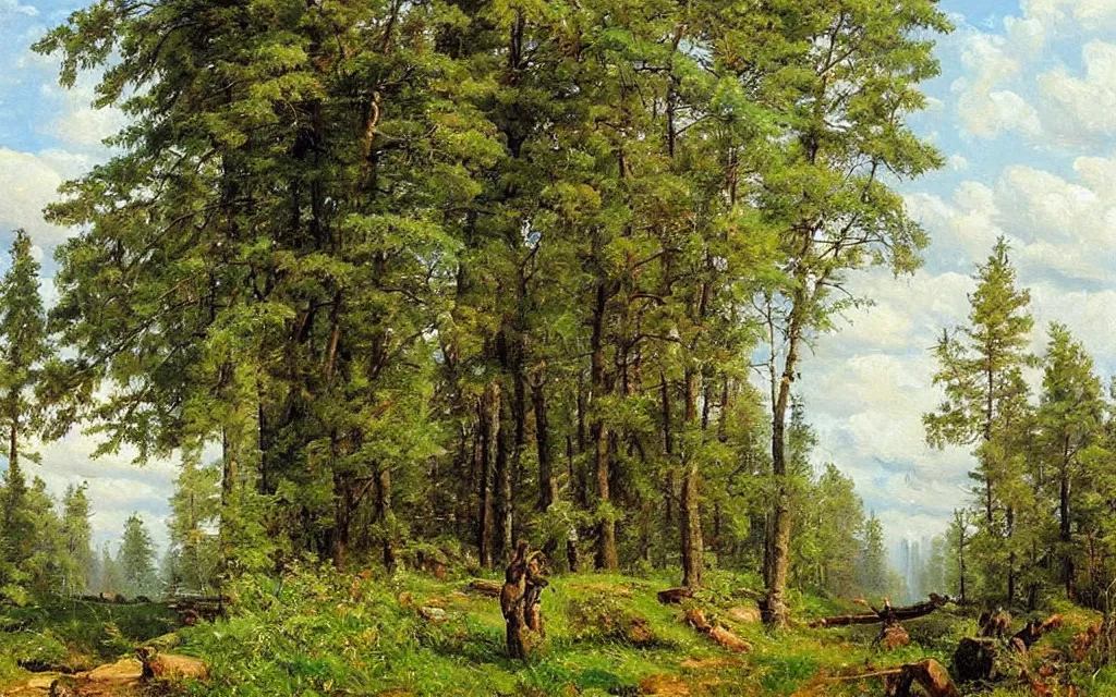 Prompt: a beautiful painting representative of the art style of ivan shishkin