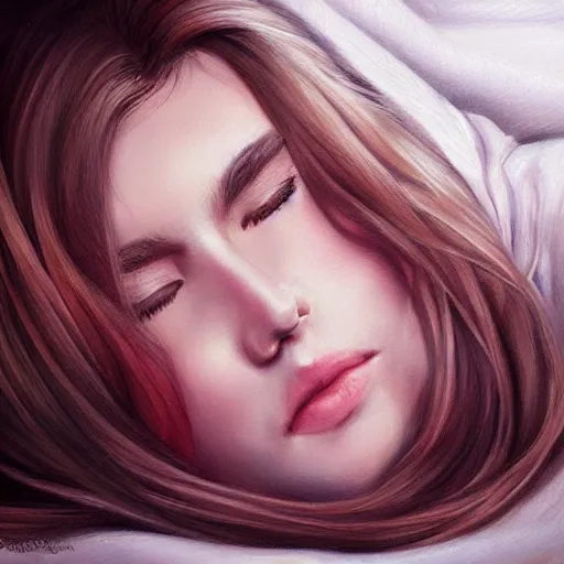 Image similar to beautiful realistic portrait of afternoon sleep artgerm