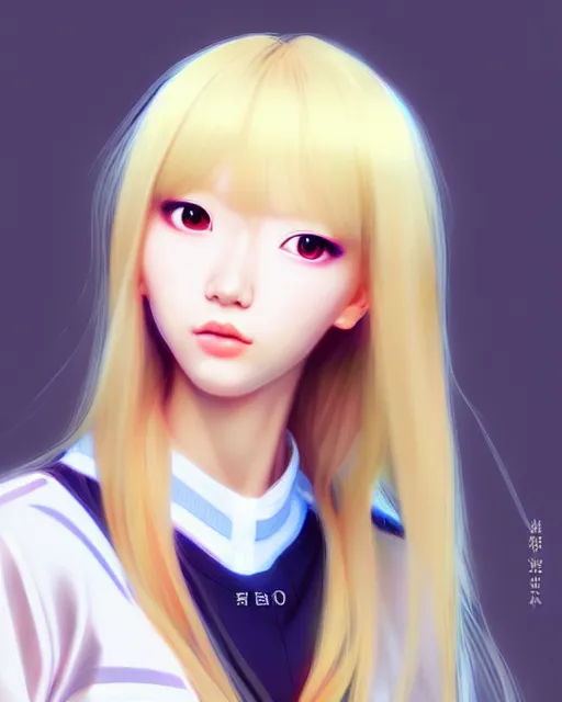 Image similar to Soo Joo Park as Anime girl cute-fine-face, blonde hair, full body! pretty face, realistic shaded Perfect face, fine details. Anime. realistic shaded lighting by Ilya Kuvshinov Giuseppe Dangelico Pino and Michael Garmash and Rob Rey