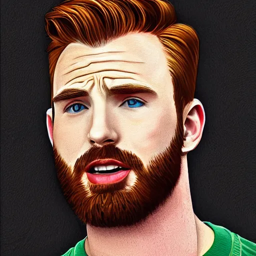 Image similar to portrait of chris evans, highly detailed, centered, solid color background, digital painting