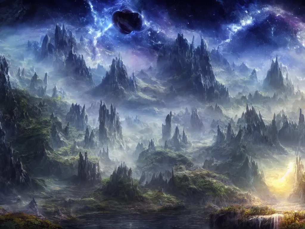 mystic city with nature, fantasy artwork, very