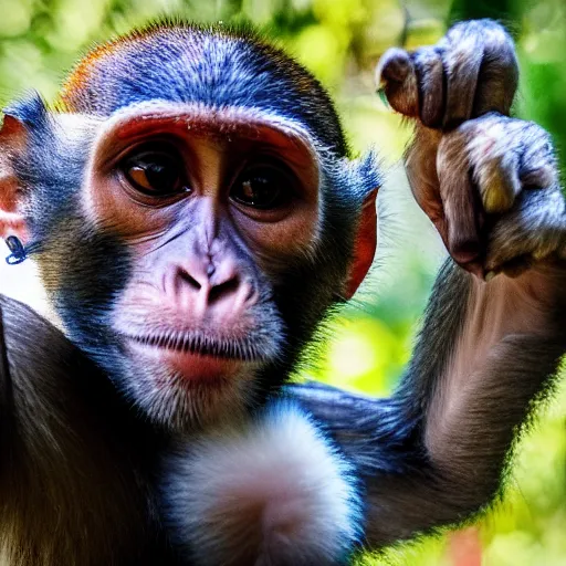 Image similar to selfie of a monkey giving thumbs up