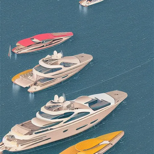 Image similar to yachts by simon stalenhag