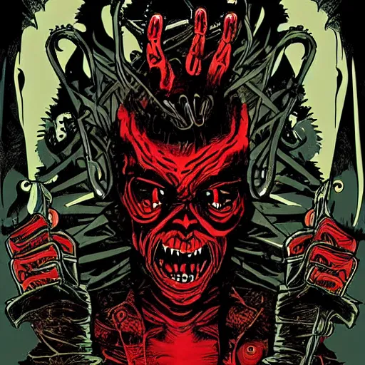 Prompt: A horror scene with a demon, in a gothic, dark, and suspenseful setting, with dynamic lighting and excellent composition, digital art, by Butcher Billy