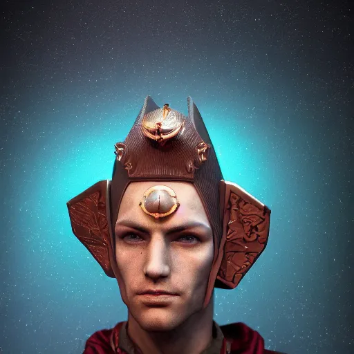 Image similar to portrait of a martian prince, renaissance style, star wars character, volumetric lights, symmetry, headpiece, trending on artstation, sharp focus, leica, studio photo, intricate details, highly detailed