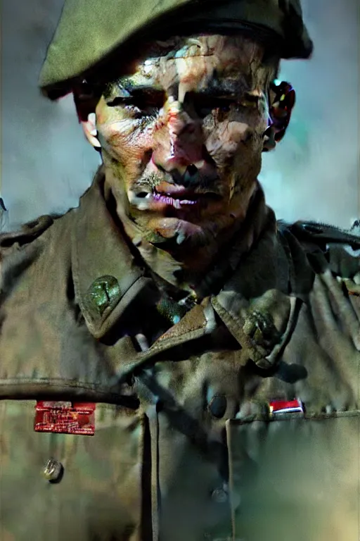 Image similar to hyperrealist portrait of a ww 2 soldier by jeremy mann and alphonse mucha, photo realistic, dynamic lighting, artstation, poster, volumetric lighting, very detailed faces, 4 k, award winning