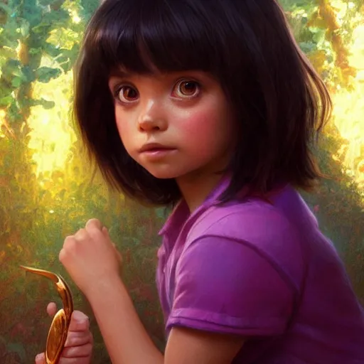 Prompt: ultra realistic illustration, dora the explorer, intricate, elegant, highly detailed, digital painting, artstation, concept art, smooth, sharp focus, illustration, art by artgerm and greg rutkowski and alphonse mucha