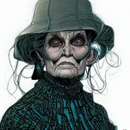 Image similar to a beautiful portrait of a futuristic old woman Travis Charest style