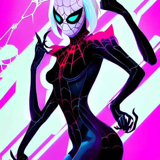 Prompt: Spider-Gwen venom Gwenom, art by lois van baarle and loish and ross tran and rossdraws and sam yang and samdoesarts and artgerm, digital art, highly detailed, intricate, sharp focus, Trending on Artstation HQ, deviantart, unreal engine 5, 4K UHD image