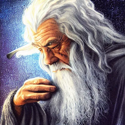 Image similar to Gandalf pondering his orb by Magalie Villeneuve