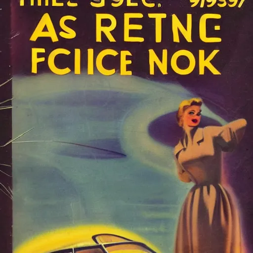 Prompt: the cover of a 1950s science fiction novella