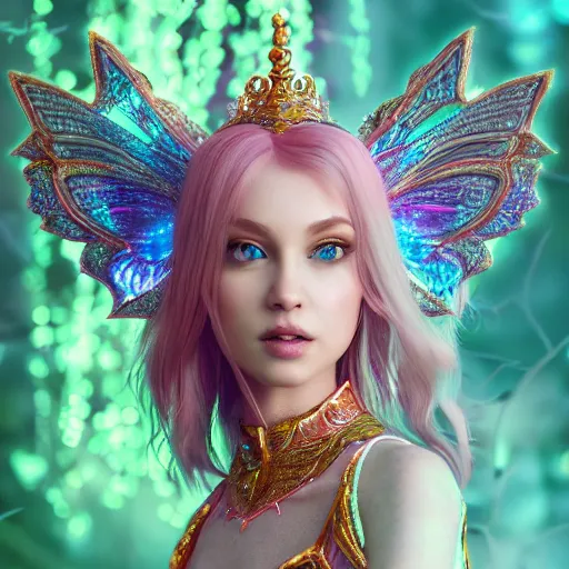 Image similar to portrait of fairy princess, beautiful, attractive, glowing, ornate and intricate, jaw dropping, dynamic lighting, colorful, fairy tale, intricate and detailed, 4 k octane render