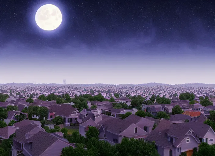 Image similar to thousands of different moons scattered across the sky. thousands of big moons, focus on the sky. thousands of houses in the city, hyperrealism, no blur, 4 k resolution, ultra detailed