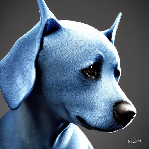 Image similar to blue dog, stock photo, digital art, artstation