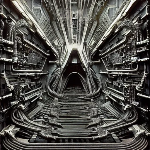 Prompt: highly advanced futurescape, intricate, high detailed, elegant composition, 8k, 144mm full shot, cinematic :: H.R. Giger ::