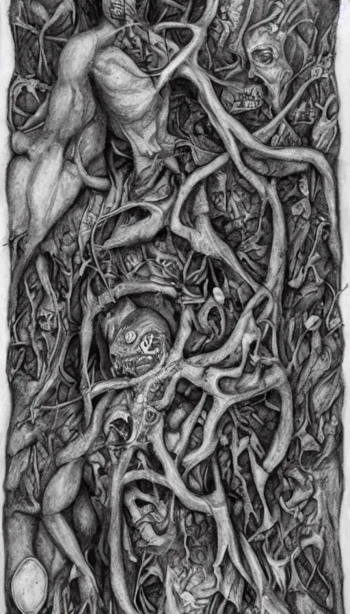 Image similar to life and death mixing together, by schizophrenia patient