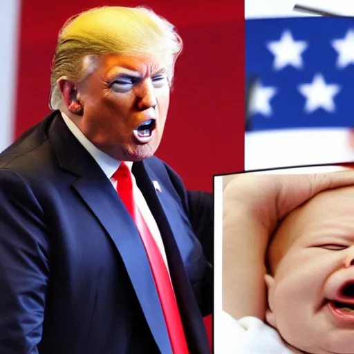 Image similar to donald trump as a crying baby