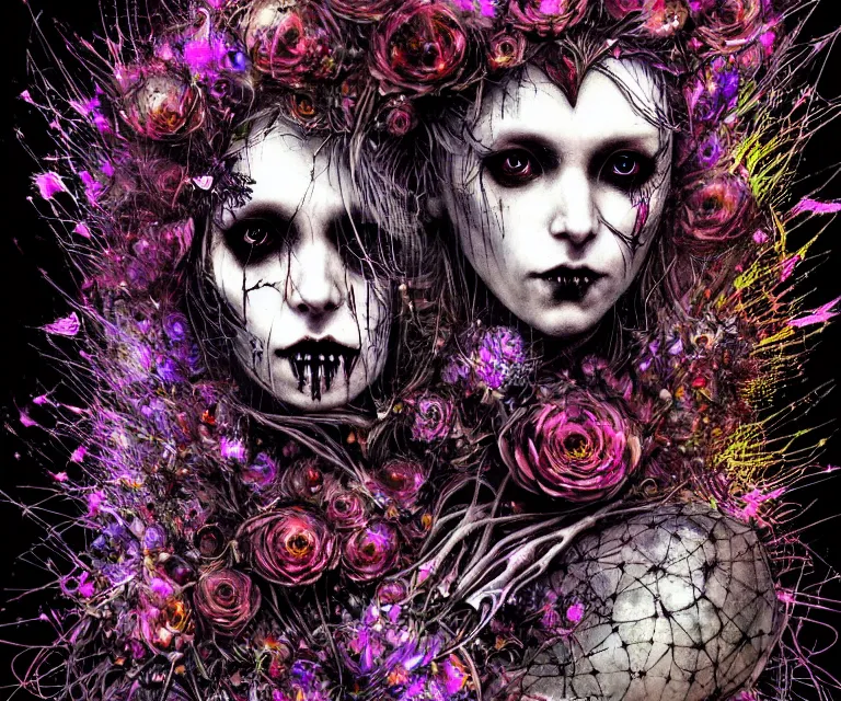 Prompt: gothic mute hybrid cyborg warrior girl of flowers, cybor clothes shaping love!, freedom fighter, eerie, cinematic, epic, 8 k, ultra realistic,. | a psychedelic, illustration by albrecht durer, concept art in style of carne griffiths artwork by xsullo. | backround of beautiful floweres floatingby elson, peter kemp, peter